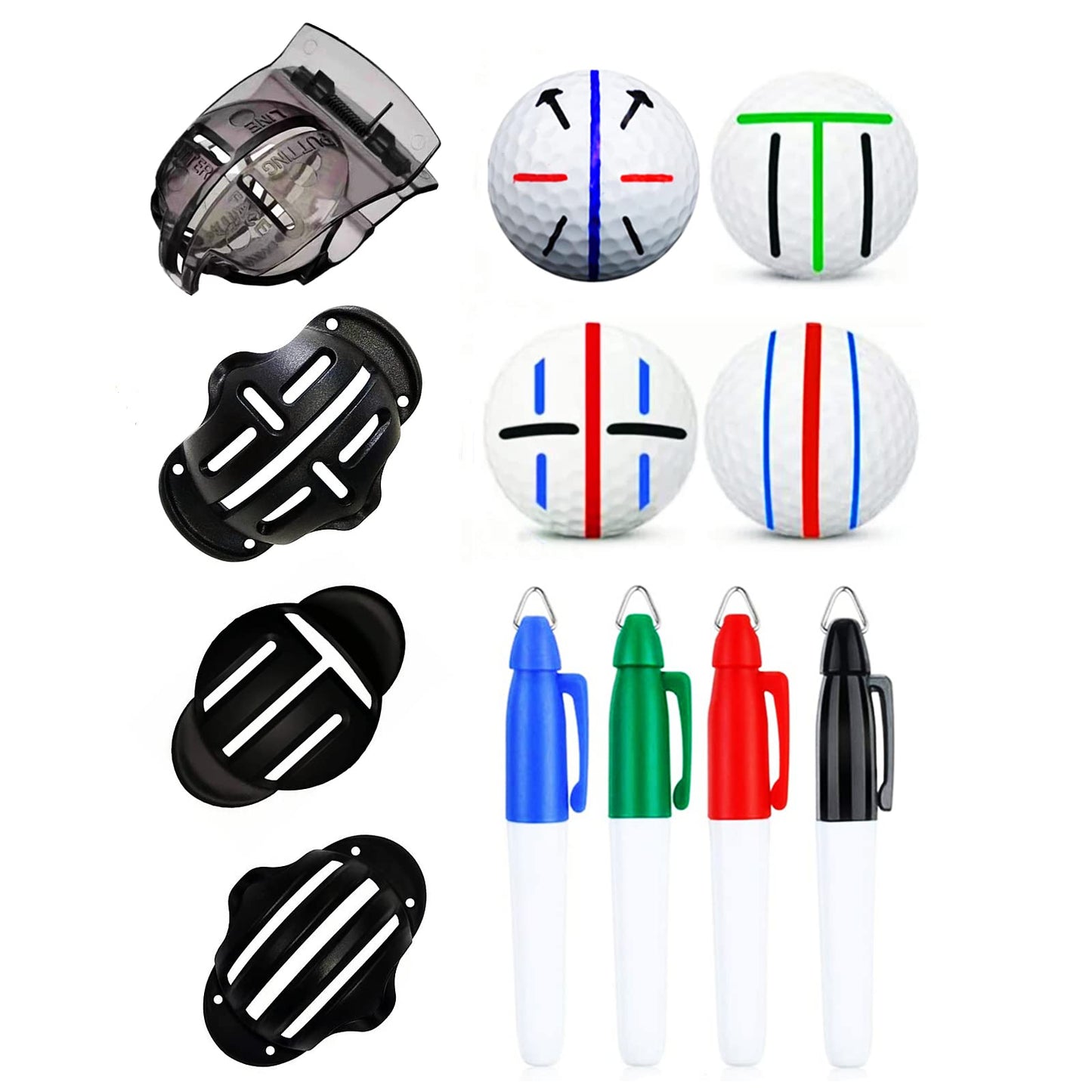 Upgrade Your Putting & Alignment: 8-in-1 Golf Ball Stencil Kit with Markers (Lines & Arrows)