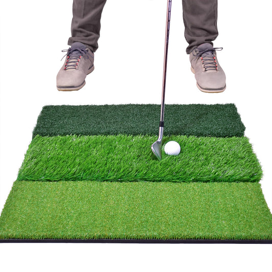 GoSports Tri-Turf XL Golf Practice Mat: Realistic Feel for All Your Shots (24" x 24")